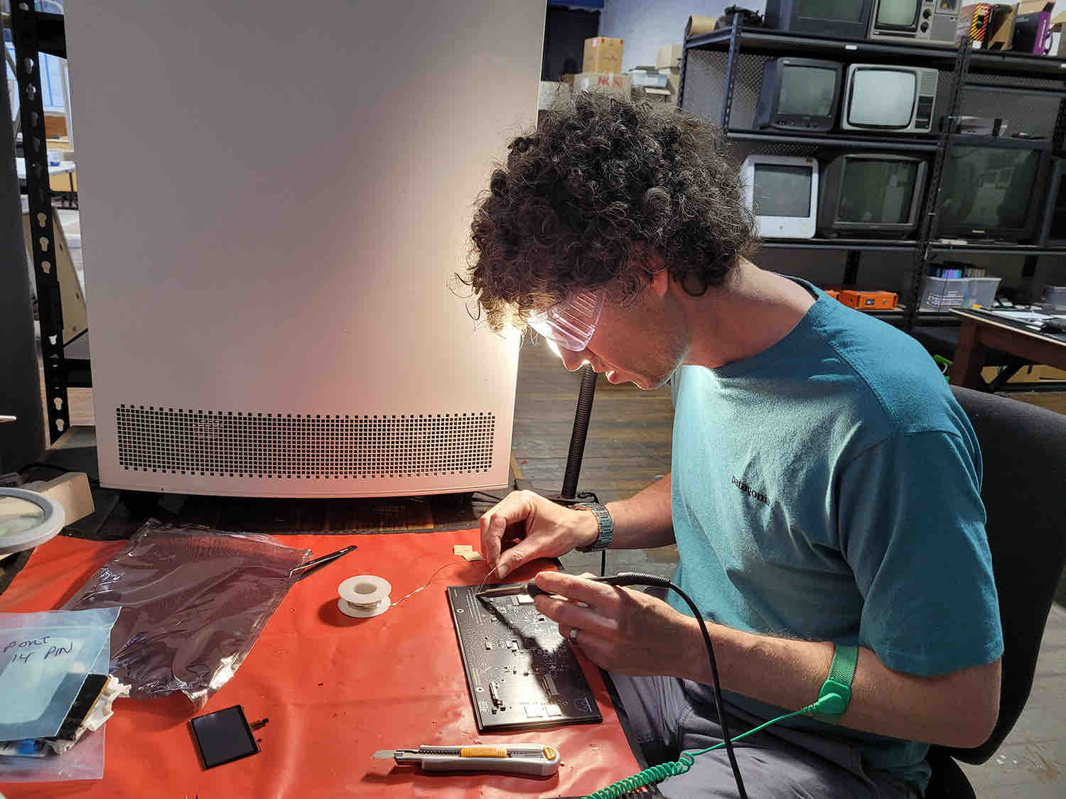 Patrick Blampied assembling hardware at the Newtown workshop